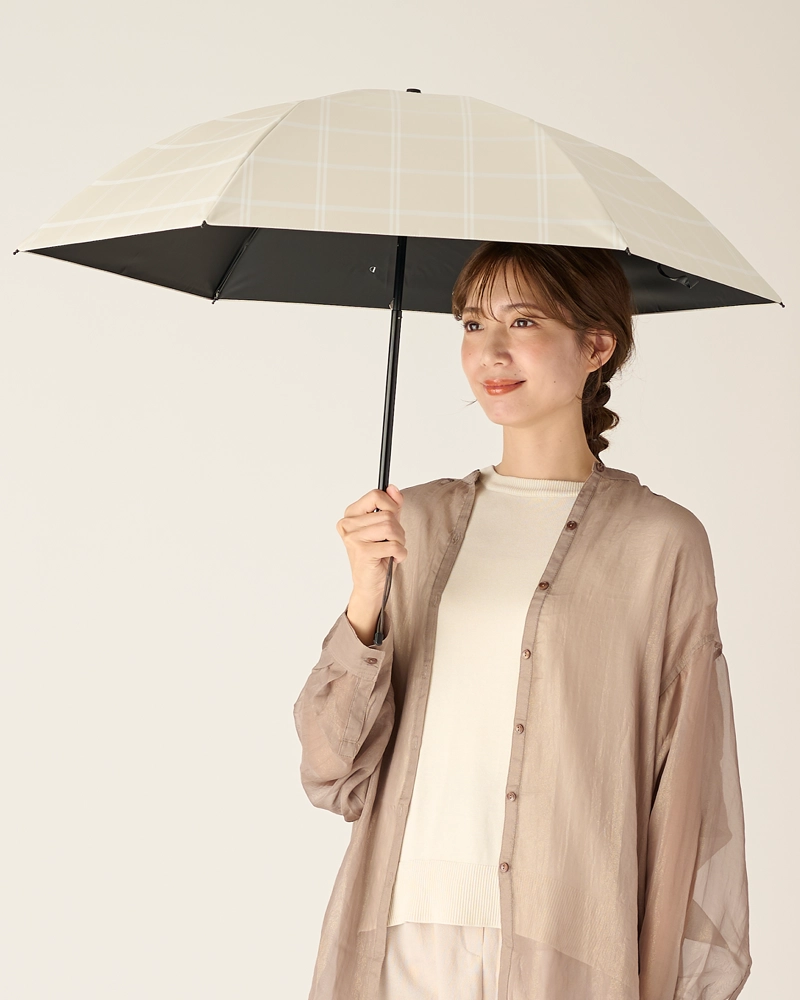 2段折 コンパクト / チェック | 完全遮光日傘｜サンバリア100