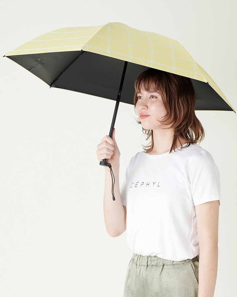 SUN BARRIER 100 折りたたみ日傘 チェック柄 3段折 / チェック | 完全遮光日傘｜サンバリア100