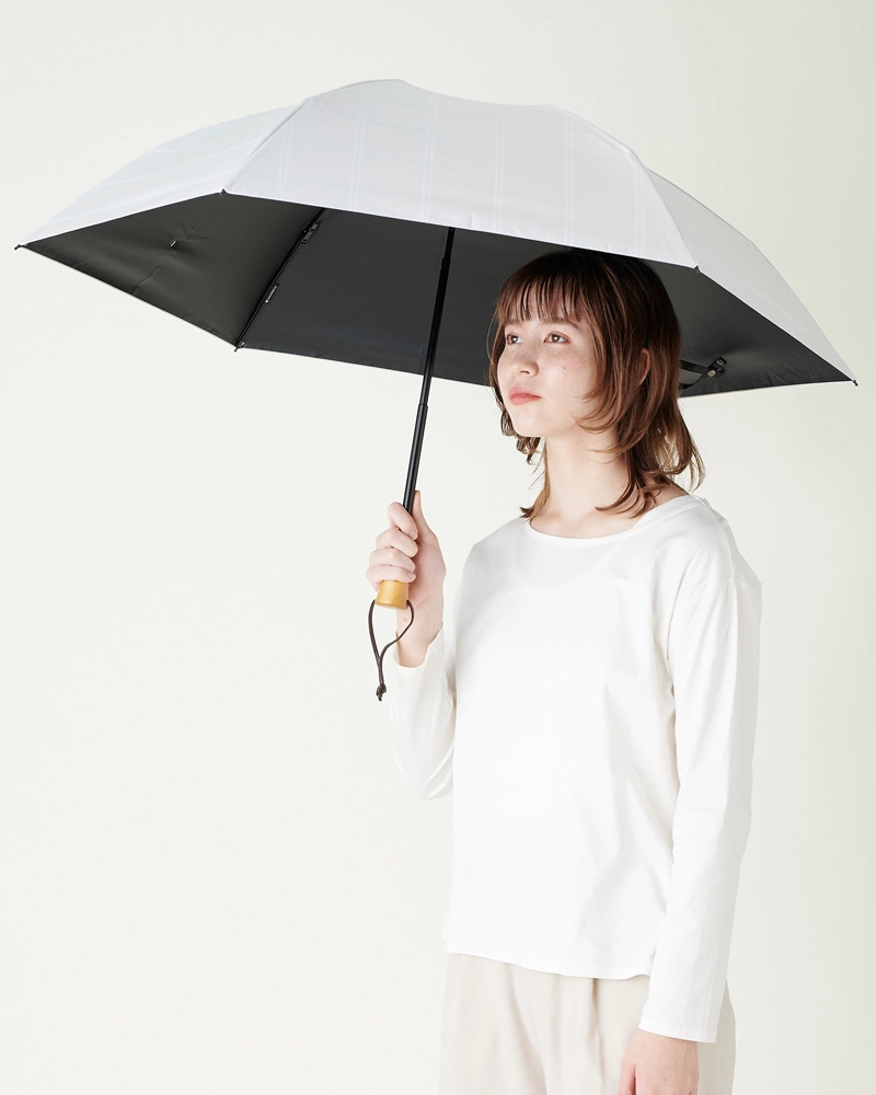 9,799円☂️サンバリア100☂️3段折 折りたたみ日傘 ホワイト チェック