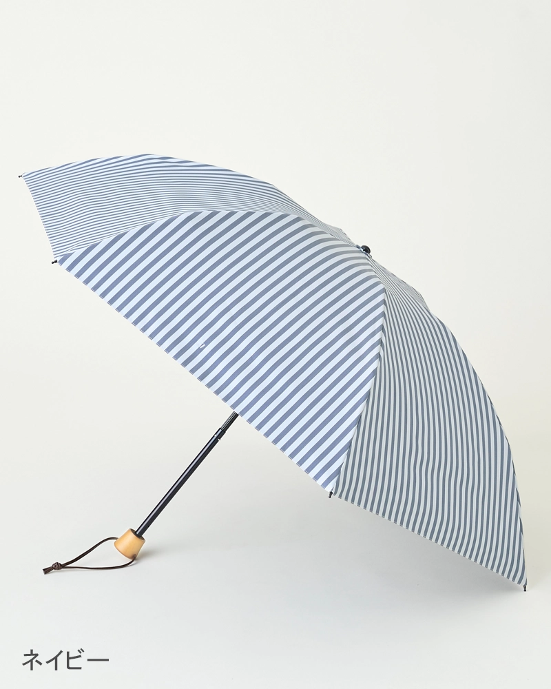 サンバリア100 折りたたみ日傘 三段折 ストライプ - 傘